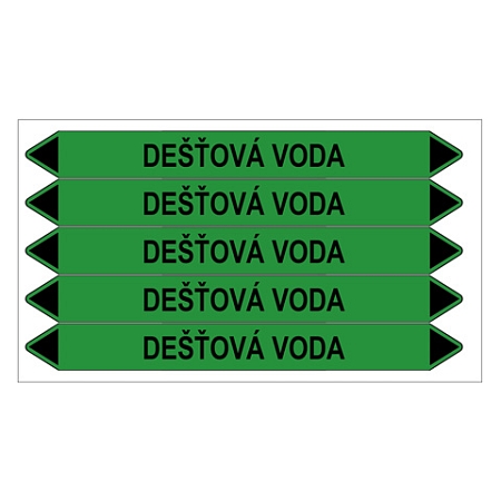 Značení potrubí, dešťová voda,5 ks, 150 × 12 mm